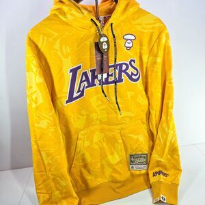 AAPE x Mitchell & Ness NBA Lakers Camo Hoodie Yellow Men’s M New Tags OG Bag